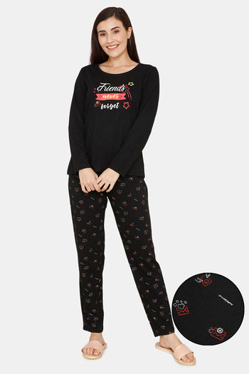 Buy Rosaline U&I Knit Cotton Pyjama Set - Black Oyster